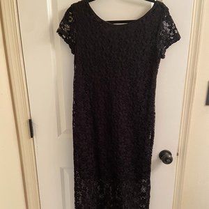 Black Crochet Lace Maxi Dress, Size M